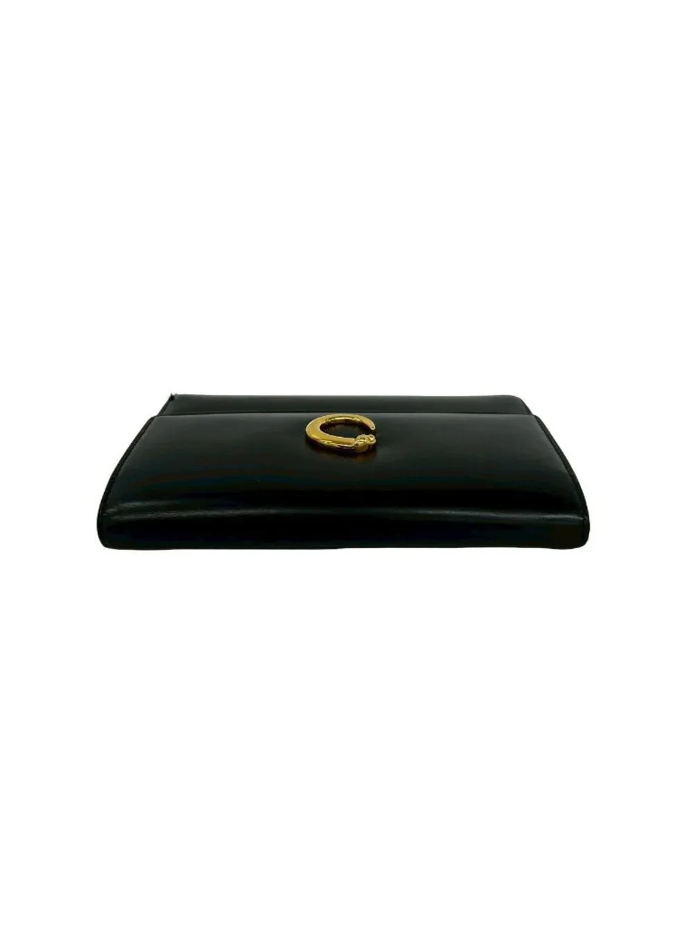 Cartier Panthere Line Leather Trifold Wallet Mini Card Case Black